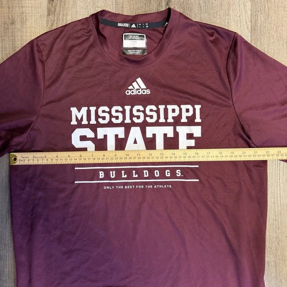 Adidas MSU Bulldogs Football Player Issued T- Shirt Men's Sz L Heat.rdy
